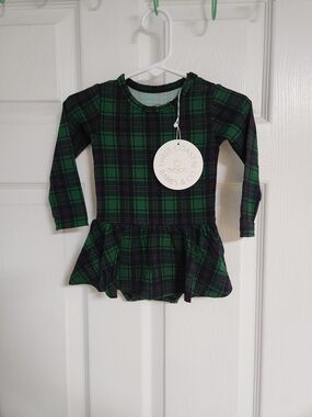 "Ralphie" Plaid Long Sleeve Bodysuit Twirl Dress -Three Coastal Babies & Co.